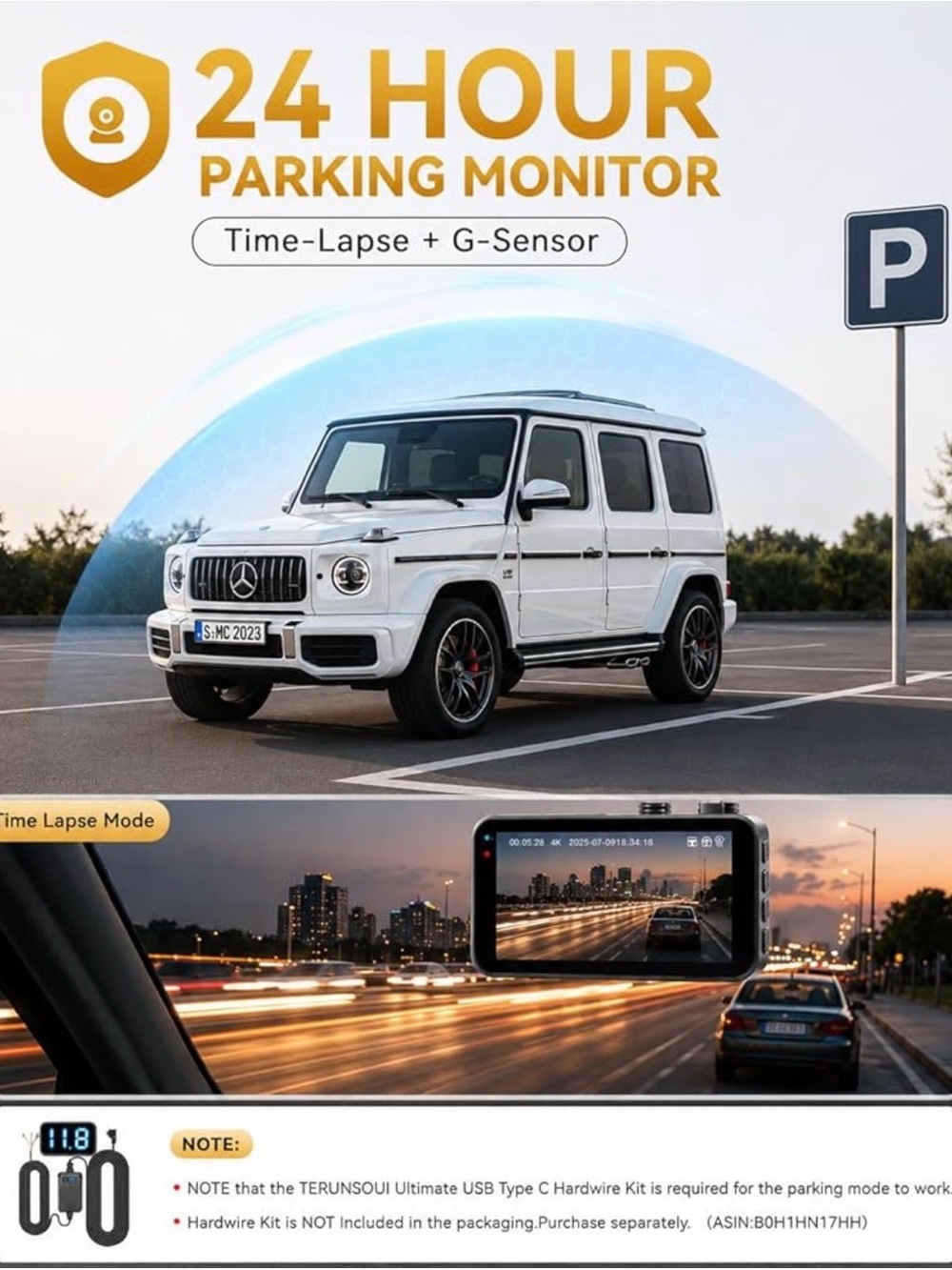 TERUNSOUL 4K Dash Cam - Black with Red Accents - Picture 9 of 10